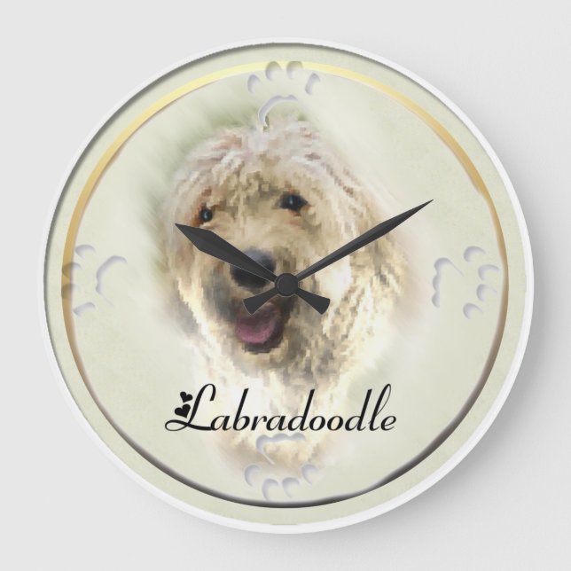 Labradoodle Art Gifts Stor Klocka (Framsida)