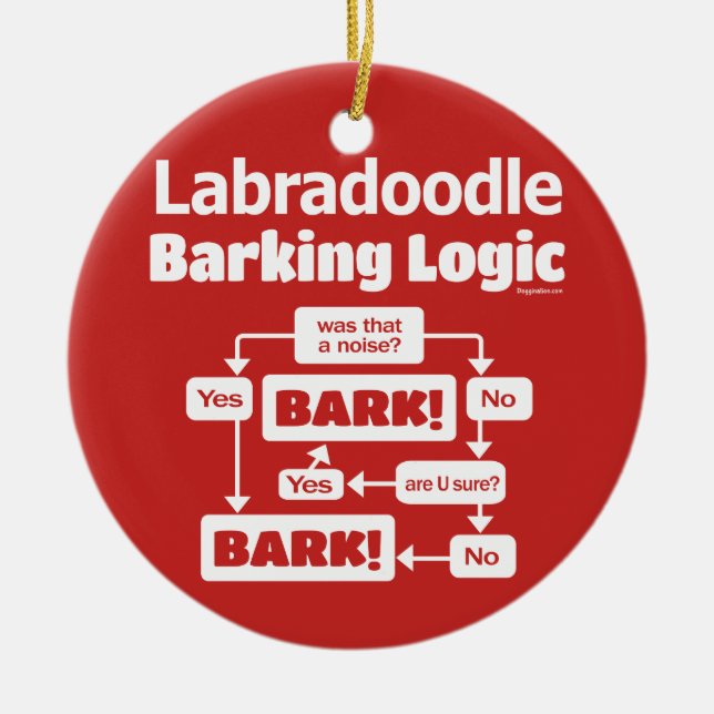 Labradoodle Barking Logic Julgransprydnad Keramik (Framsidan)