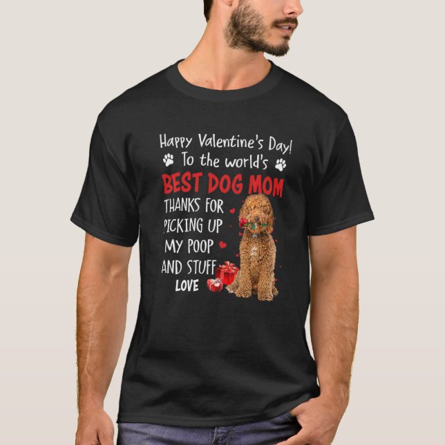 Labradoodle Best Dog Mom Valentines Day Funny Pupp T Shirt (Framsida)