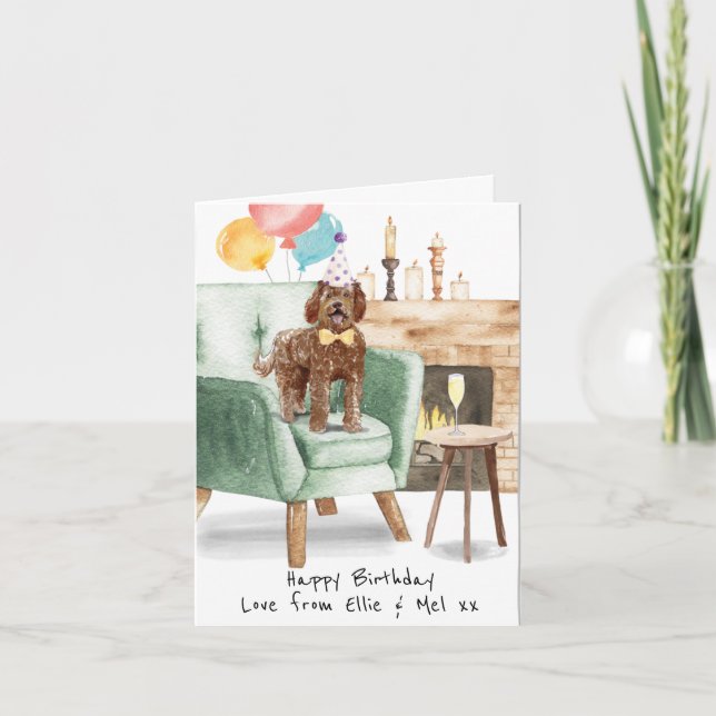 Labradoodle Birthday Card-Personlig Kort (Framsida)