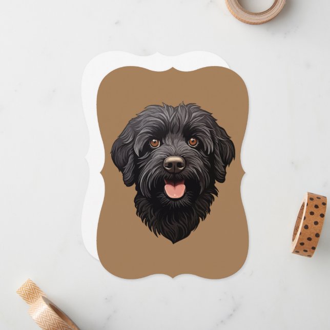 Labradoodle Black Hund Anteckningskort (Fram/Back In Situ)