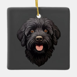 Labradoodle Black Hund Julgransprydnad Keramik