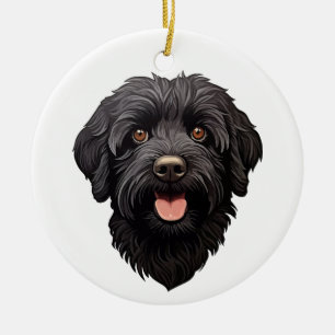 Labradoodle Black Hund Julgransprydnad Keramik