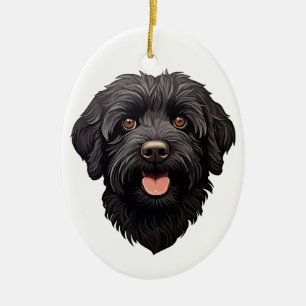 Labradoodle Black Hund Julgransprydnad Keramik