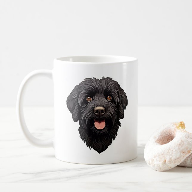 Labradoodle Black Hund Kaffemugg (Med munk)