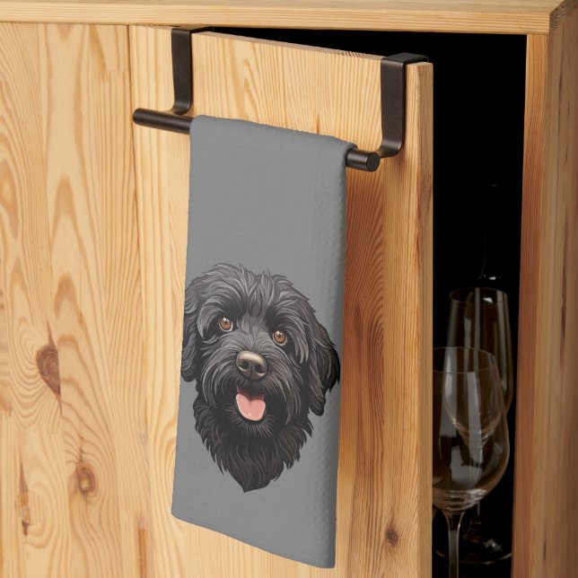 Labradoodle Black Hund Kökshandduk (Thirds Fold)