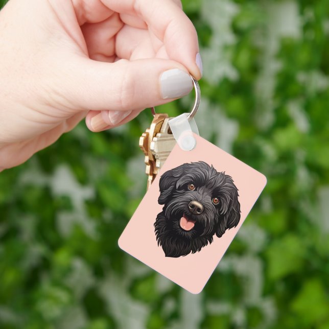 Labradoodle Black Hund Nyckelring (Hand)