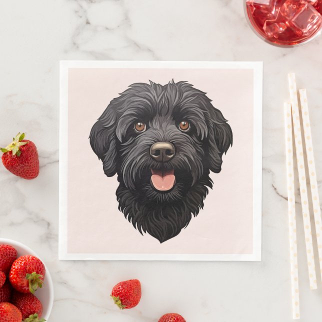 Labradoodle Black Hund Pappersservett (Insitu)