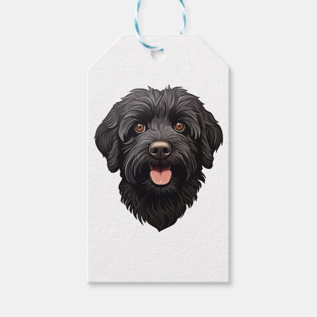 Labradoodle Black Hund Presentetikett (Framsidan)