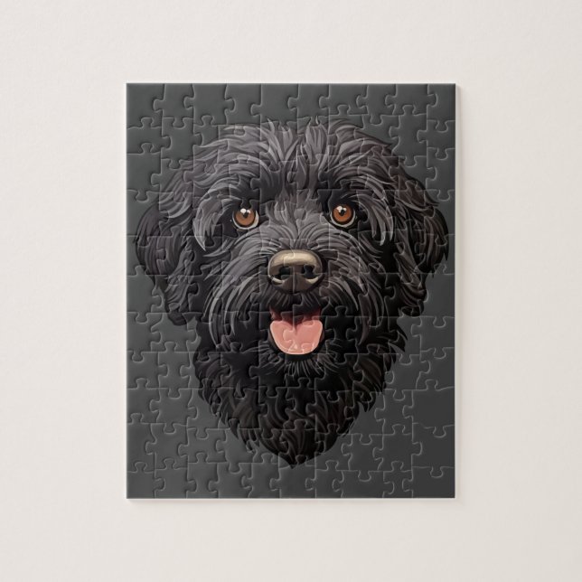 Labradoodle Black Hund Pussel (Vertikal)