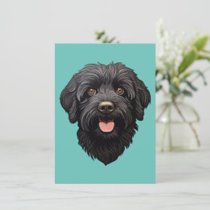 Labradoodle Black Hund Tack Kort