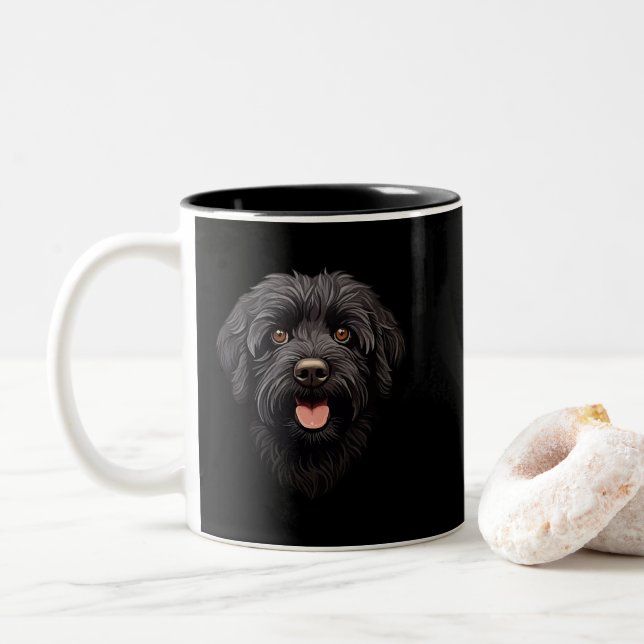Labradoodle Black Hund Två-Tonad Mugg (Med munk)
