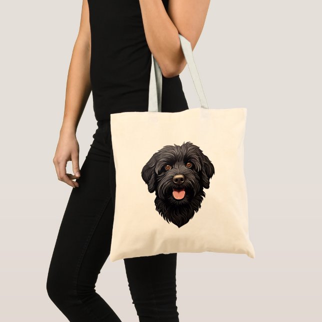 Labradoodle Black Hund Tygkasse (Framsida (produkt))