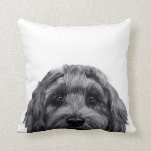 Labradoodle Black Original-målning av konstgjord  Kudde