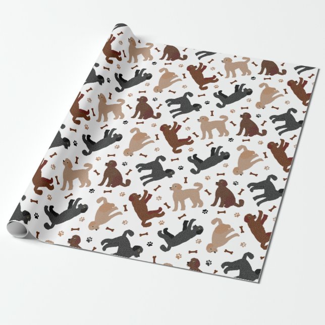 Labradoodle Bones och Tass Presentpapper (Utrullad)
