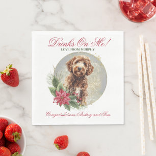 Labradoodle Bröllop Servetter Med Hund Foto