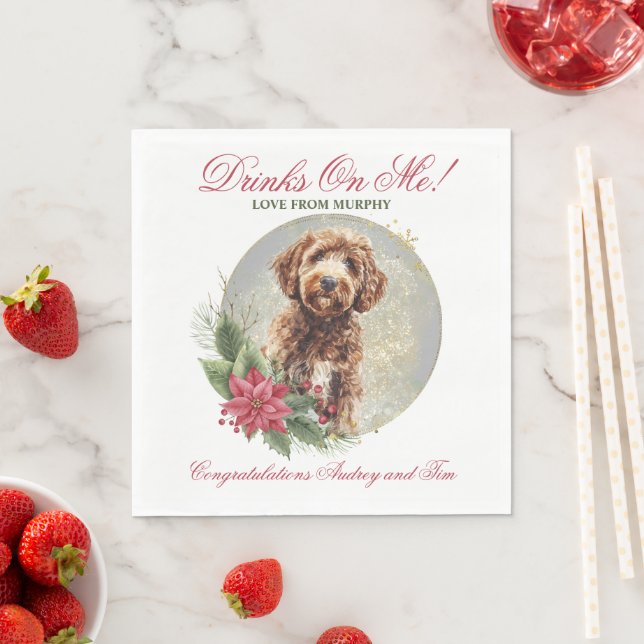 Labradoodle Bröllop Servetter Med Hund Foto (Insitu)