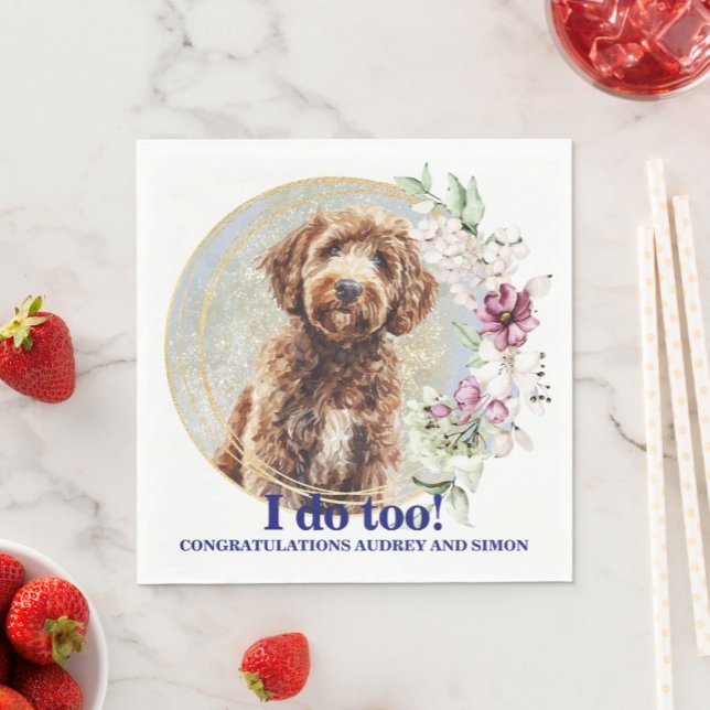 Labradoodle Bröllopsservetter Med Hund Foto Pappersservett (Skapare uppladdad)