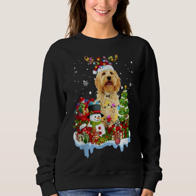 Labradoodle Christmas Reindeer Christmas Lights Pa T Shirt (Framsida)