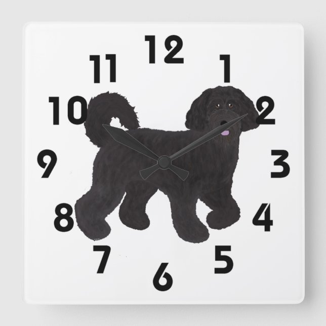 Labradoodle Clock Fyrkantig Klocka (Framsida)