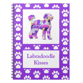 Labradoodle Cute Hund Silhouette Tass Lila PY&B Anteckningsbok