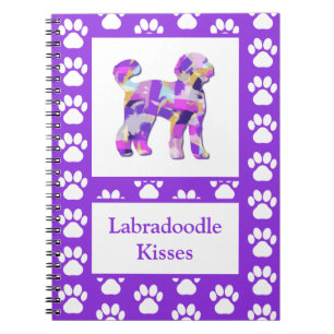 Labradoodle Cute Hund Silhouette Tass Lila PY&B Anteckningsbok