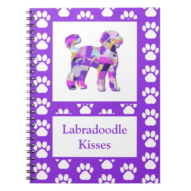 Labradoodle Cute Hund Silhouette Tass Lila PY&B Anteckningsbok (Framsidan)