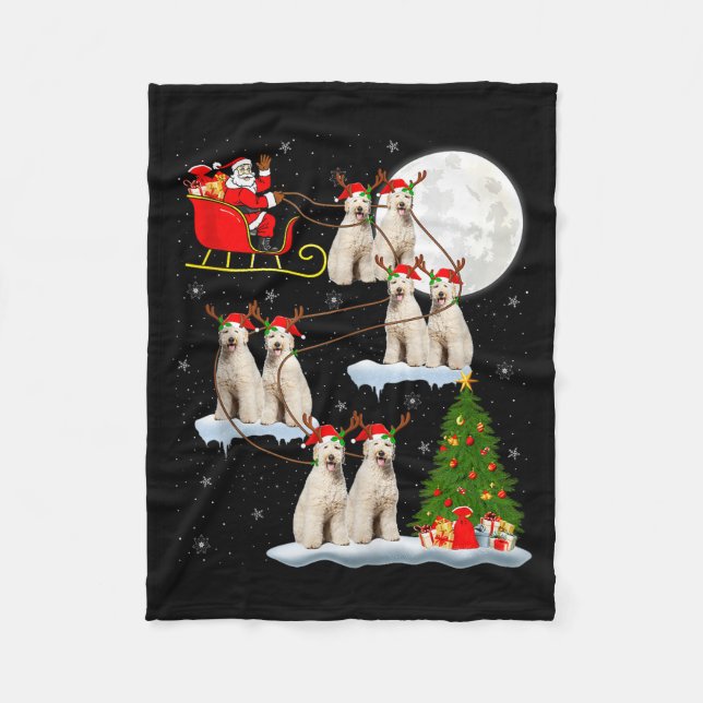 Labradoodle Dog Santa Sleigh Flying Funny Magical  Fleecefilt (Framsidan)