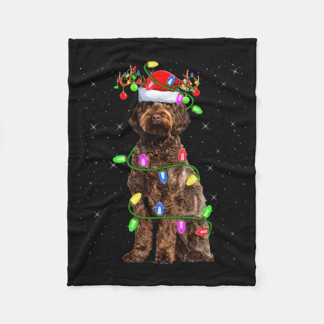 Labradoodle Dog Xmas Lighting Santa Labradoodle Ch Fleecefilt (Framsidan)