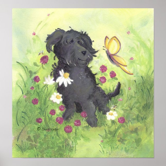Labradoodle Doodle Hund / Artist Poster Skriv ut (Framsidan)