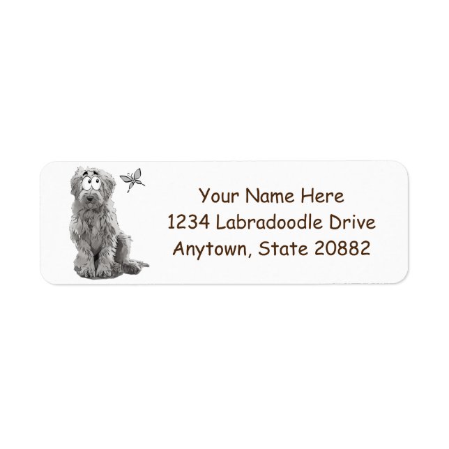 Labradoodle-etikett Returadress Etikett (Framsidan)