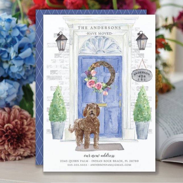 Labradoodle Front Door Flytta Announement Inbjudningar (Skapare uppladdad)