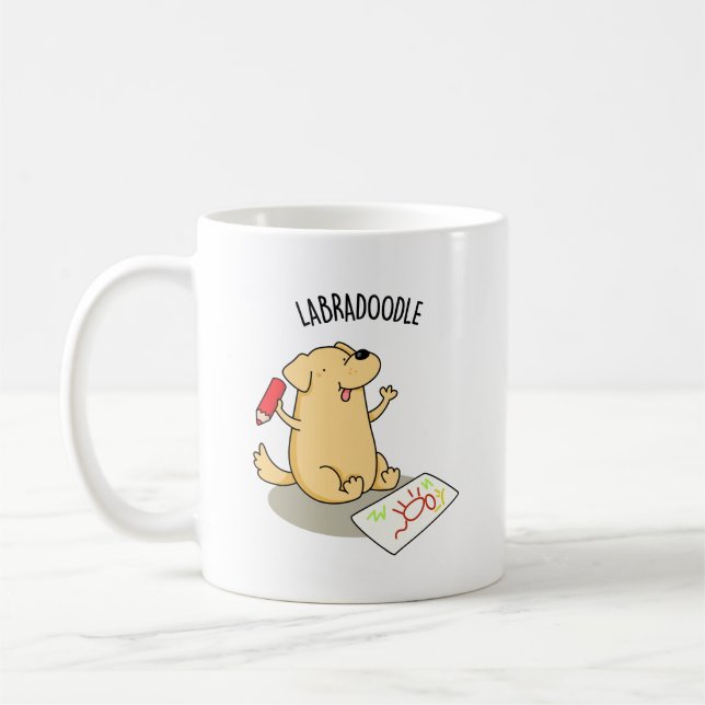 Labradoodle Funny Labrador Hund Pun Kaffemugg (Vänster)
