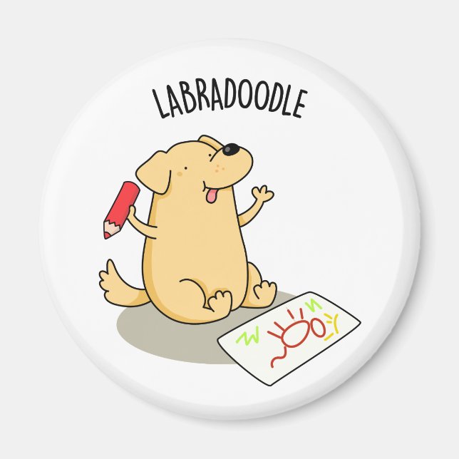 Labradoodle Funny Labrador Hund Pun Magnet (Framsidan)