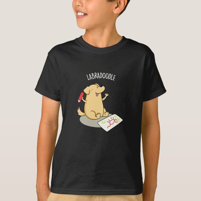 Labradoodle Funny Labrador Hund Pun Mörk BG T Shirt (Framsida)