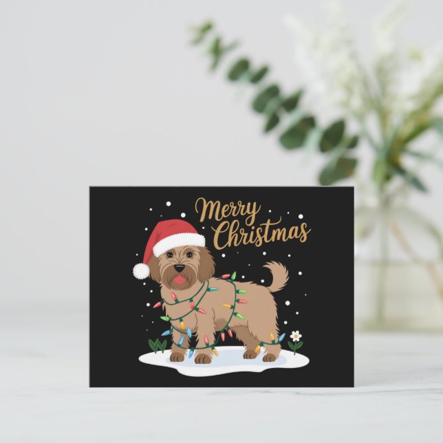 Labradoodle God jul Funny Julafton Hund älskare Helg Vykort (Stående Fram)
