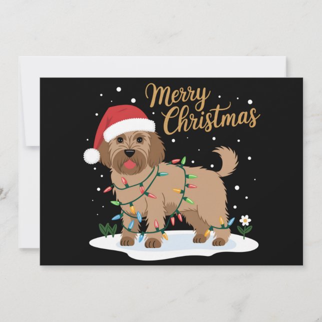 Labradoodle God Jul Roligt Jul Hund Älskare Julkort (Framsida)
