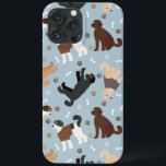 Labradoodle/Goldendoodle Bones och Tass<br><div class="desc">Cute Labradoodle/Goldendoodle hundar sitter och står och välter med kräm,  aprikos,  choklad,  svart och parti jackar med utspridda ben av hund och tassavtryck mönster.</div>