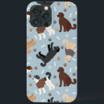 Labradoodle/Goldendoodle Bones och Tass<br><div class="desc">Cute Labradoodle/Goldendoodle hundar sitter och står och välter med kräm,  aprikos,  choklad,  svart och parti jackar med utspridda ben av hund och tassavtryck mönster.</div>