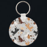 Labradoodle/Goldendoodle Bones och Tass Keychain Nyckelring<br><div class="desc">Cute Labradoodle/Goldendoodle hundar sitter och står och välter med kräm,  aprikos,  choklad,  svart och parti jackar med utspridda ben av hund och tassavtryck mönster.</div>