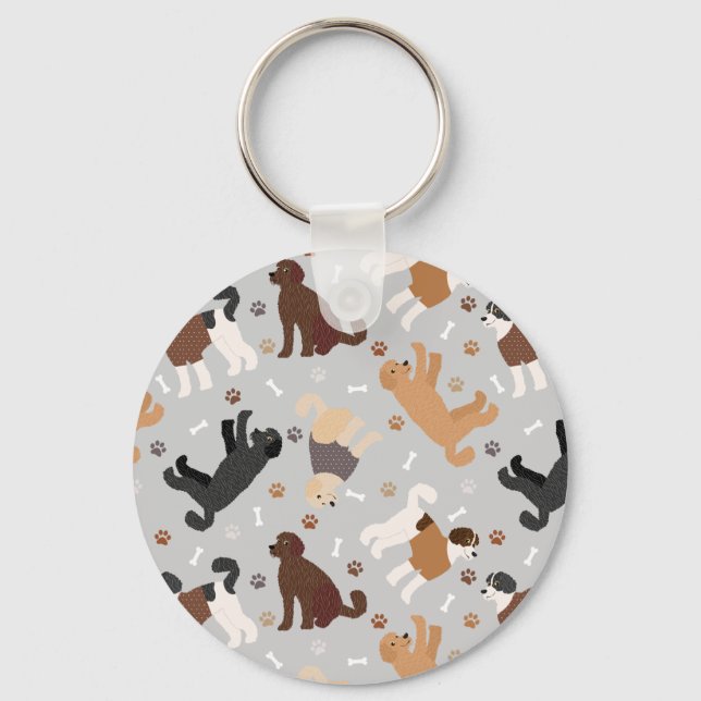 Labradoodle/Goldendoodle Bones och Tass Keychain Nyckelring (Framsida)