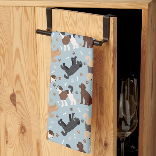 Labradoodle/Goldendoodle Bones och Tass Kökshandduk (Thirds Fold)