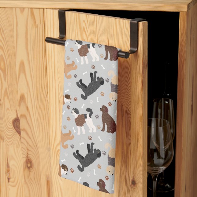 Labradoodle/Goldendoodle Bones och Tass Kökshandduk (Thirds Fold)