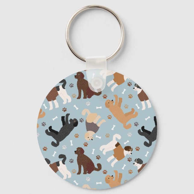 Labradoodle/Goldendoodle Bones och Tass Nyckelring (Framsida)