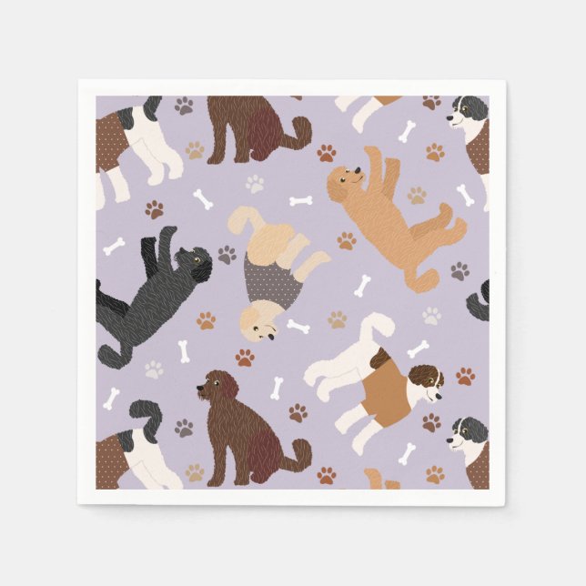 Labradoodle/Goldendoodle Bones och Tassar Napkins Pappersservett (Framsidan)