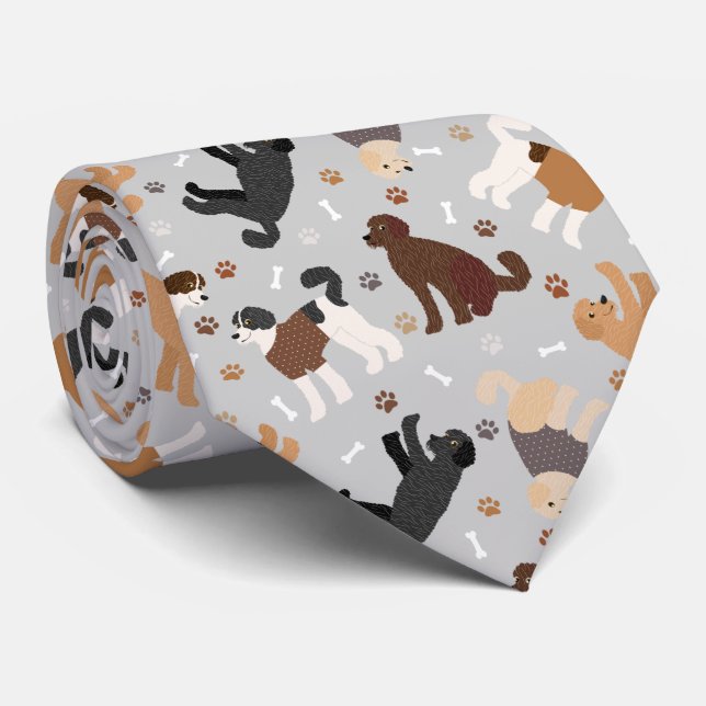 Labradoodle/Goldendoodle Bones och Tassar Neck Tie Slips (Rullad)