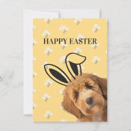 Labradoodle Gult Blommigt Bunny Öron Funny Påsk Julkort