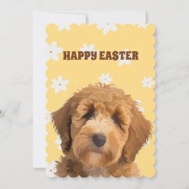 Labradoodle Gult Glad påsk Blommigt Hund Holida Julkort