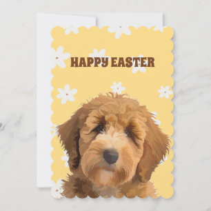Labradoodle Gult Glad påsk Blommigt Hund Holida Julkort