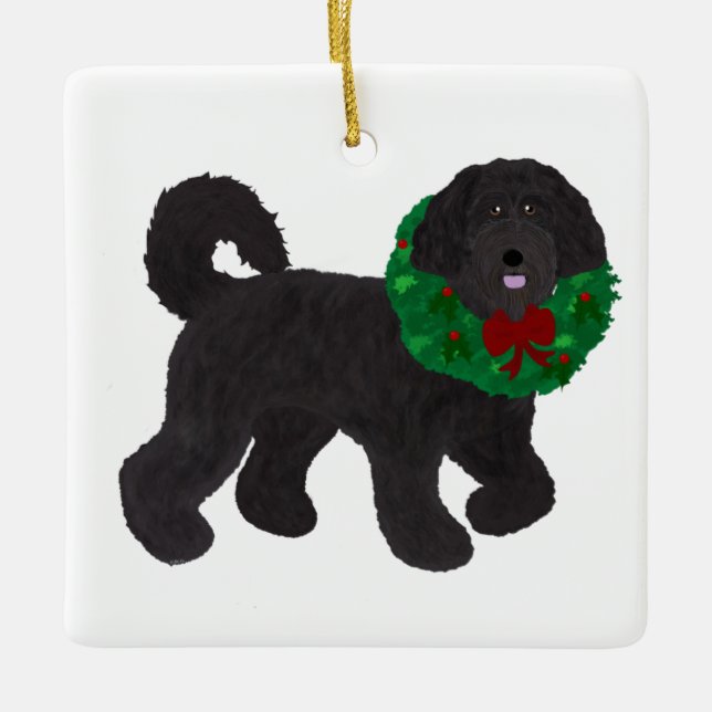 Labradoodle Helgdag Ornament (Framsida)
